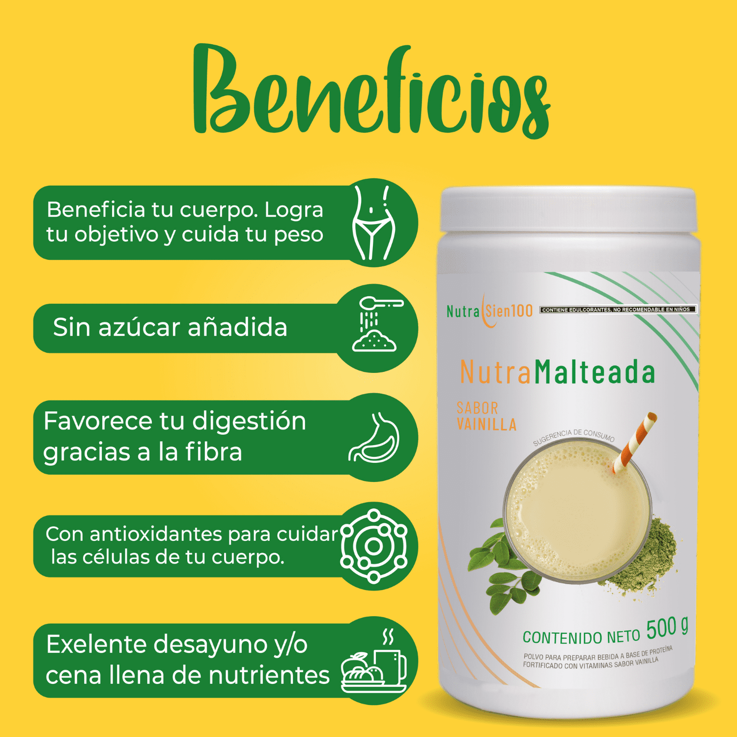 Foto 3 pulgar | Polvo para preparar Malteada sabor vainilla. Sin grasa Sin azúcar 15 g proteína por porción. Fácil y rápida p