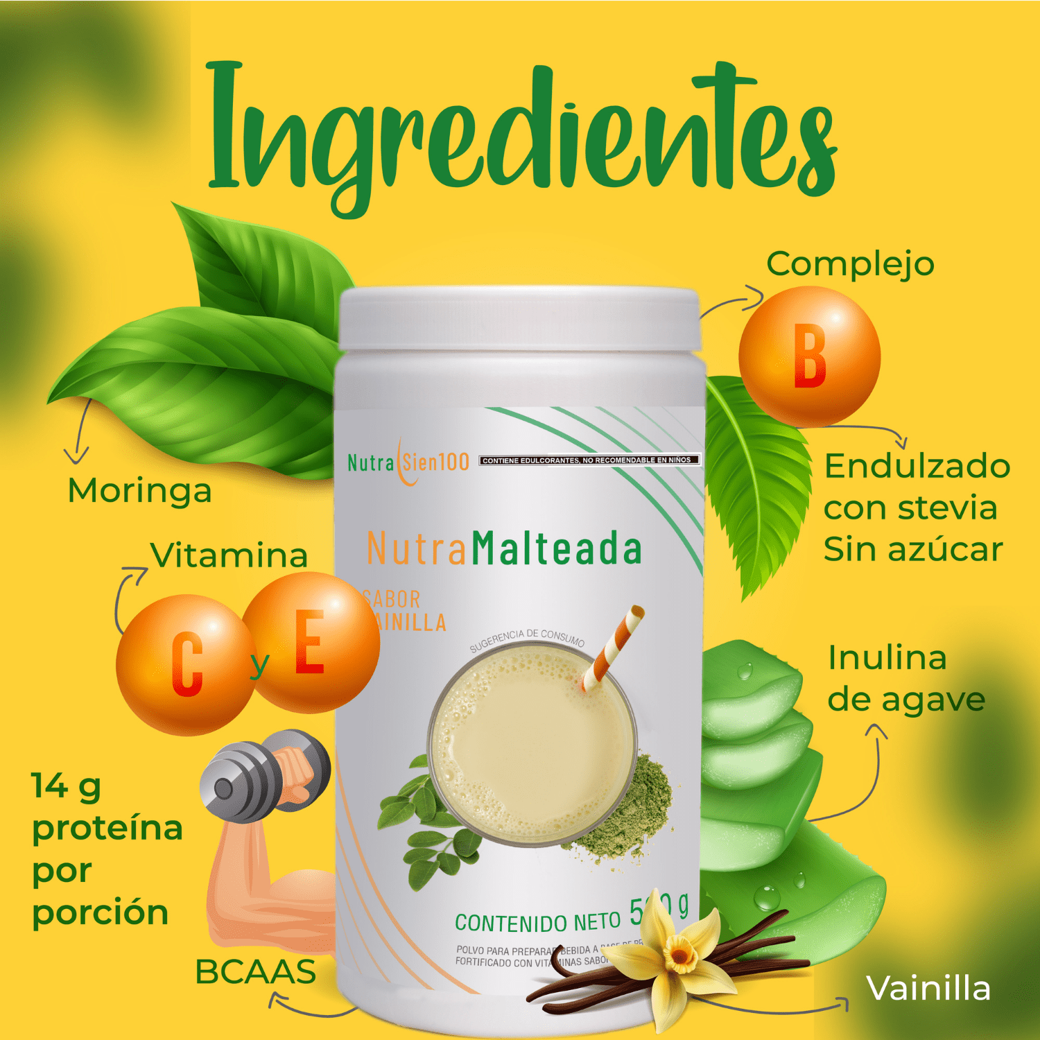 Foto 4 pulgar | Polvo para preparar Malteada sabor vainilla. Sin grasa Sin azúcar 15 g proteína por porción. Fácil y rápida p