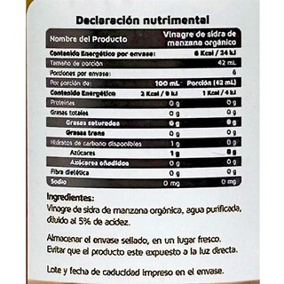 Foto 2 | Vinagre de Sidra de Manzana con Cultivo Madre 250 Ml Vidanat