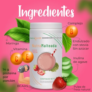 Foto 3 | Polvo para preparar Malteada sabor fresa. Sin grasa Sin azúcar 15 g proteína por porción. Fácil y rápida preparac