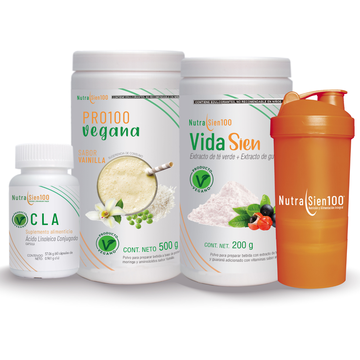 Foto 2 pulgar | Combo Nutrasien100: Proteína Vegana Vainilla, Suplementos, Shaker, Plan Y Seguimiento 30 Días. Bienestar Total.