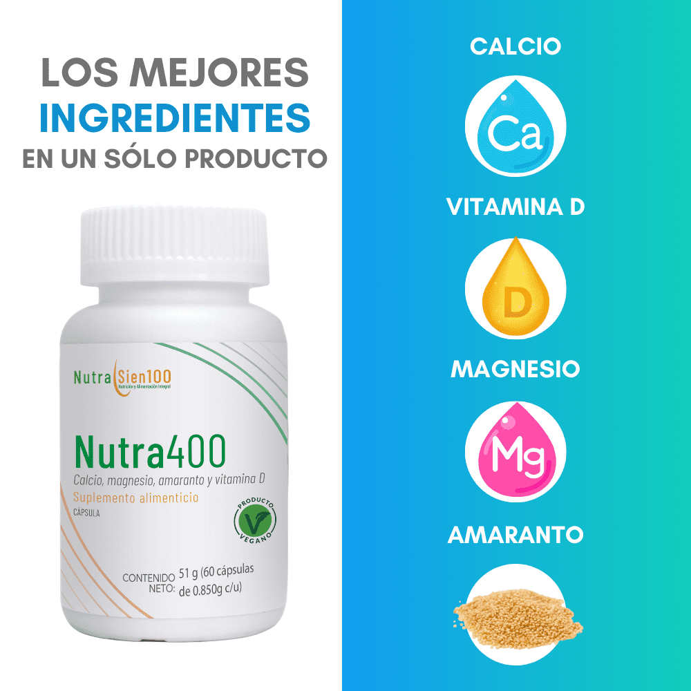 Foto 4 pulgar | Calcio + Vitamina D3 + Magnesio + Amaranto NutraSien100 Nutra400 60 Cápsulas