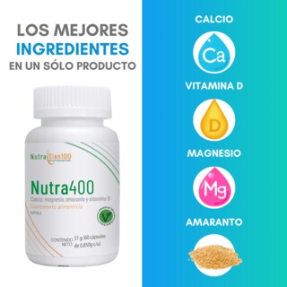Foto 3 | Calcio + Vitamina D3 + Magnesio + Amaranto NutraSien100 Nutra400 60 Cápsulas