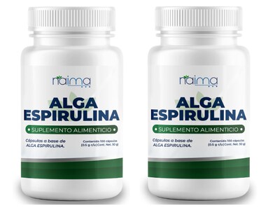 Foto 1 | Alga Spirulina Orgánica Naima Lab 500 mg 2 Frascos con 100 Cápsulas C/U
