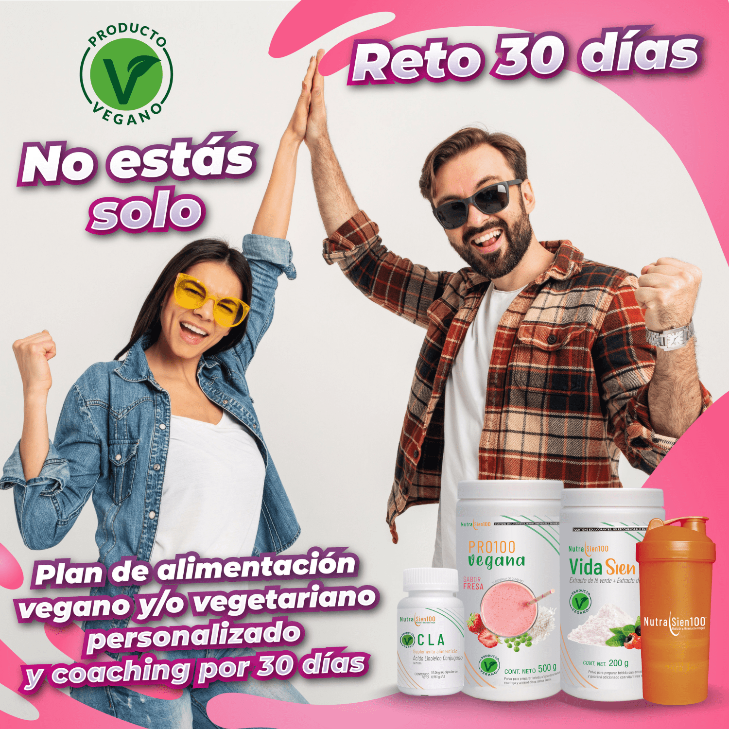 Foto 6 pulgar | Combo Nutrasien100: Proteína Vegana Fresa + Suplementos + Shaker + Plan y Seguimiento 30 Días