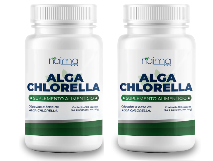 Alga Chlorella Naima Lab Orgánica 500 mg 2 Frascos de 100 Cápsulas C/U