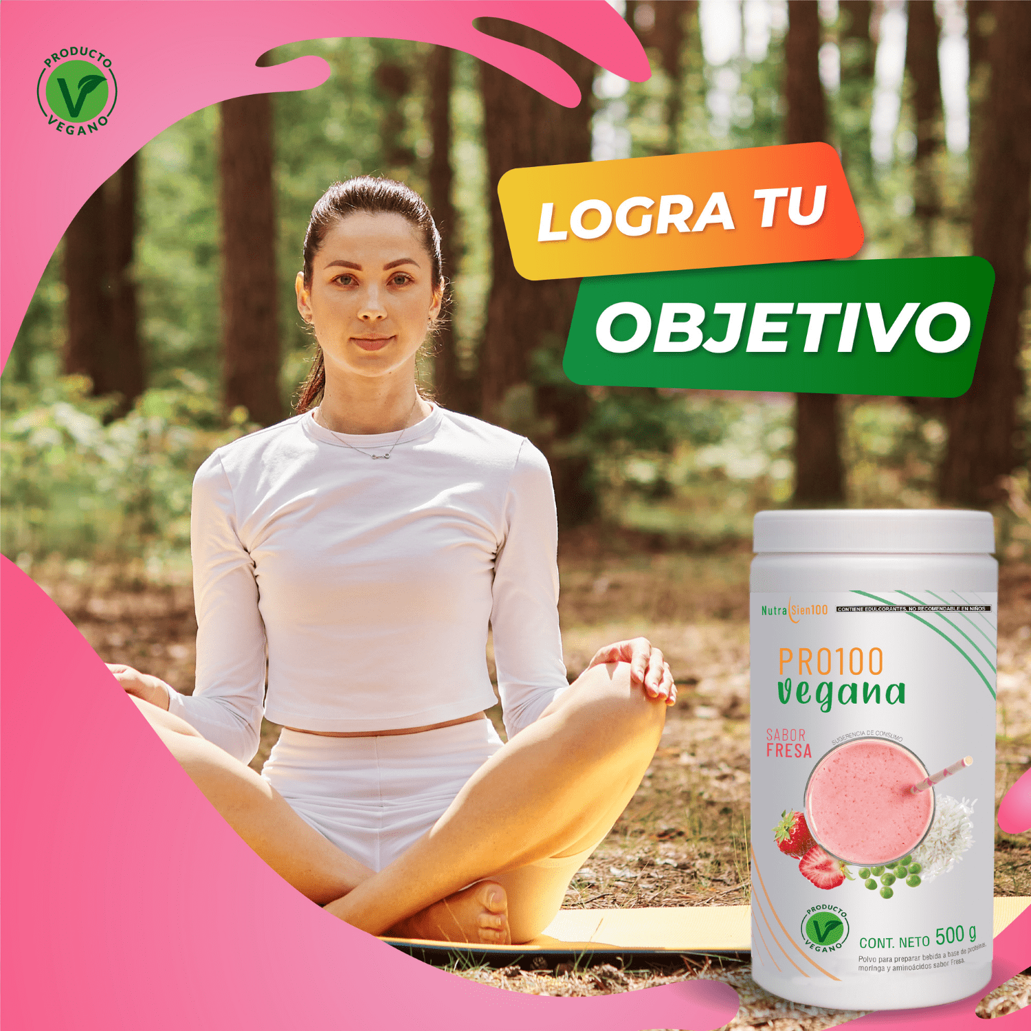 Foto 8 pulgar | Proteína Vegana sabor Fresa. Nutrasien100. Sin azúcar. Fácil digestión. Ideal hombres y mujeres. 500 g - 17 porciones.