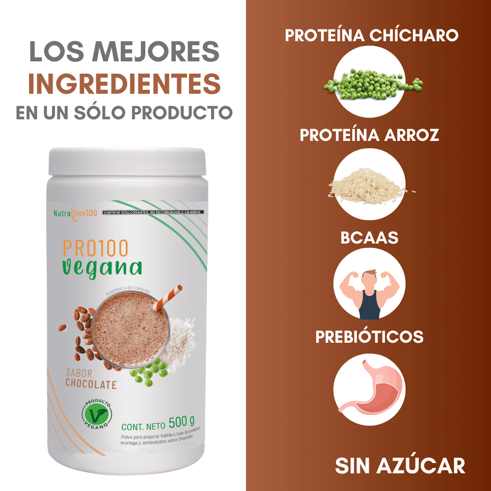 Foto 4 pulgar | Proteína Vegana en Polvo NutraSien100 Sabor Chocolate Sin Azúcar/ Sin Soya/ Sin Lactosa 500 g