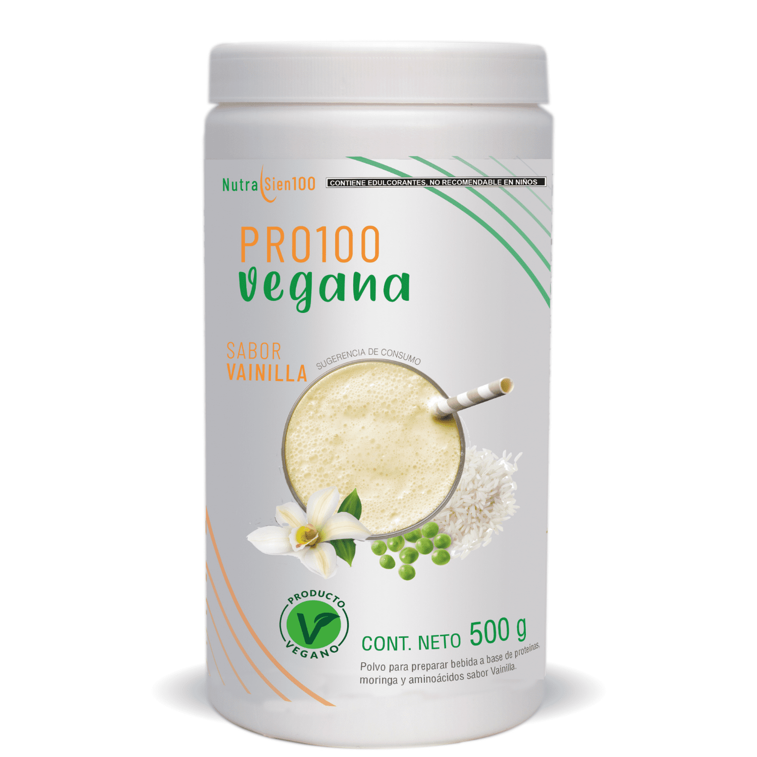 Foto 1 | Proteína Vegana sabor Vainilla. Nutrasien100. Sin azúcar. Fácil digestión. Ideal hombres y mujeres. 500 g - 17 porc