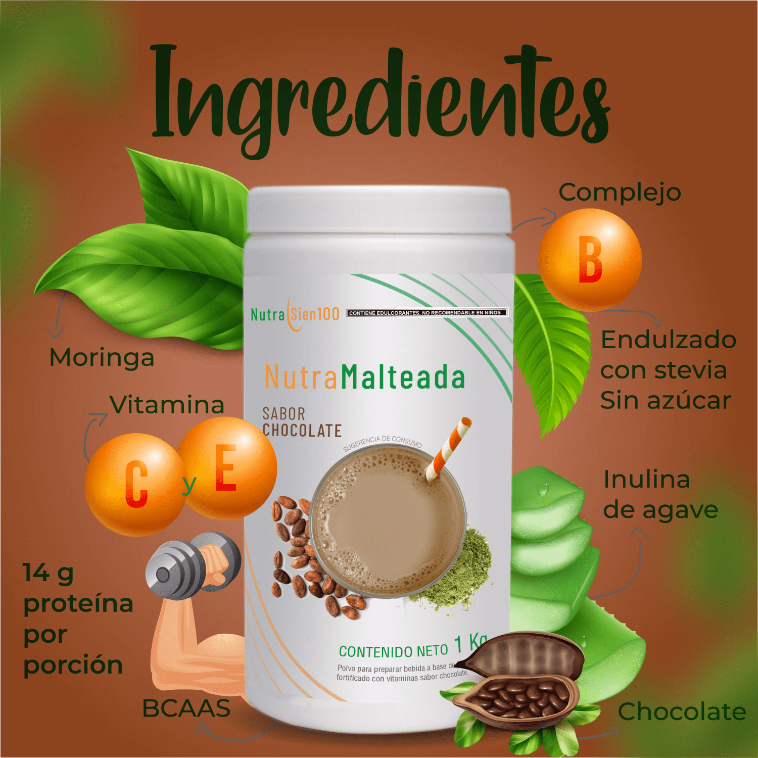 Foto 4 pulgar | Polvo para preparar Malteada sabor chocolate. Sin grasa Sin azúcar 15 g proteína por porción. Fácil y rápida