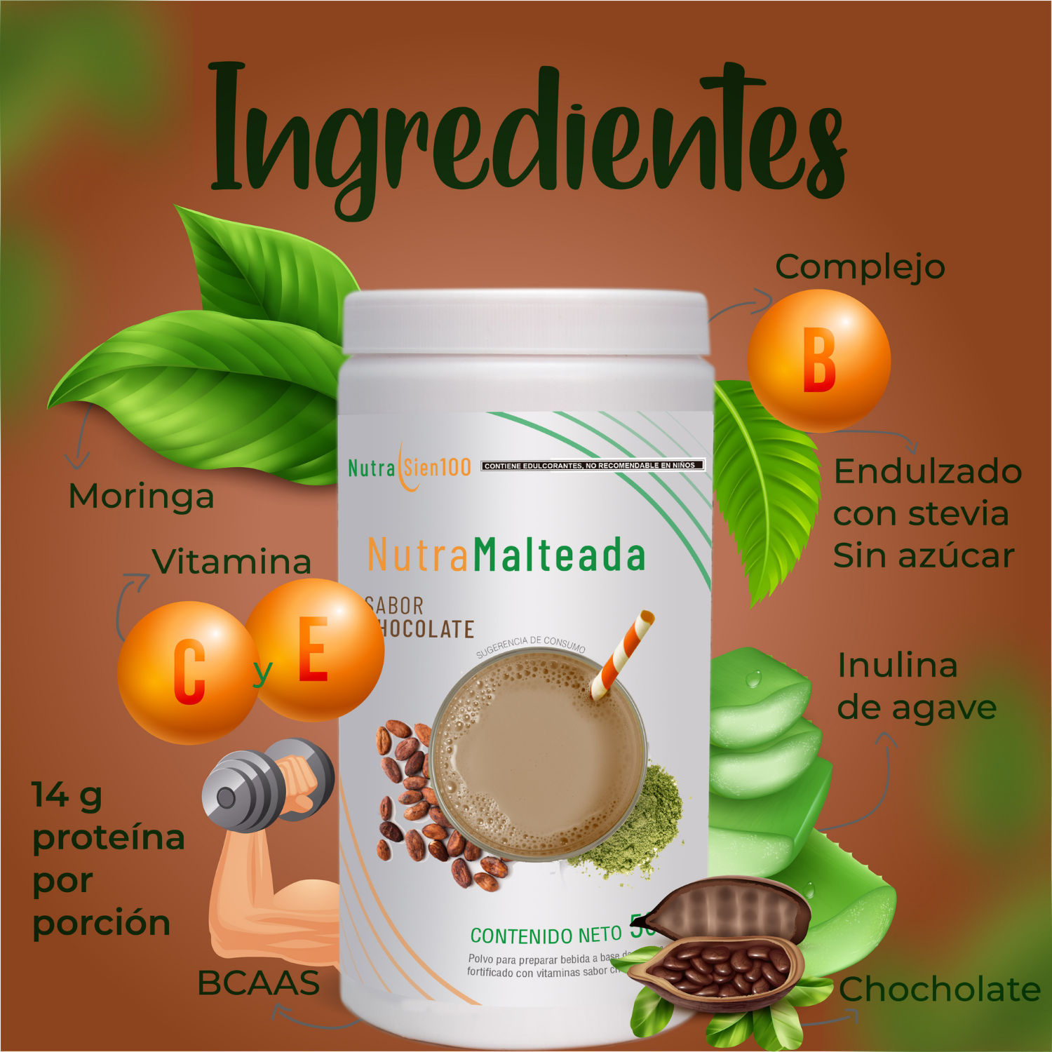 Foto 4 pulgar | Polvo para preparar Malteada sabor chocolate. Sin grasa Sin azúcar 15 g proteína por porción. Fácil y rápida