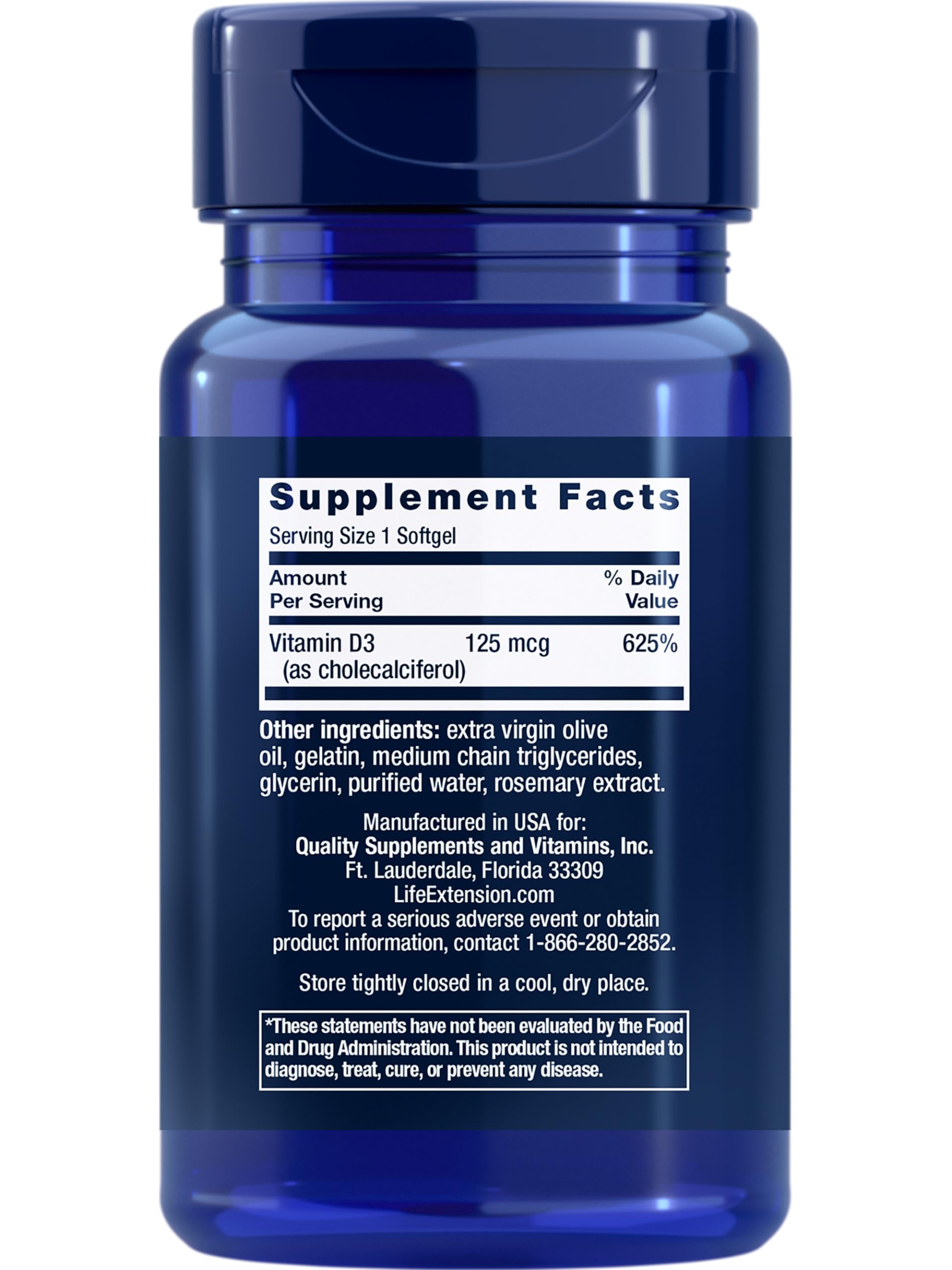 Foto 3 pulgar | Venta Internacional- Vitamina D3 Life Extension 125 mcg para la Salud Ósea