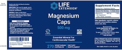 Foto 2 | Venta Internacional-cápsulas Vegetarianas De Magnesio Life Extension 500 Mg 100