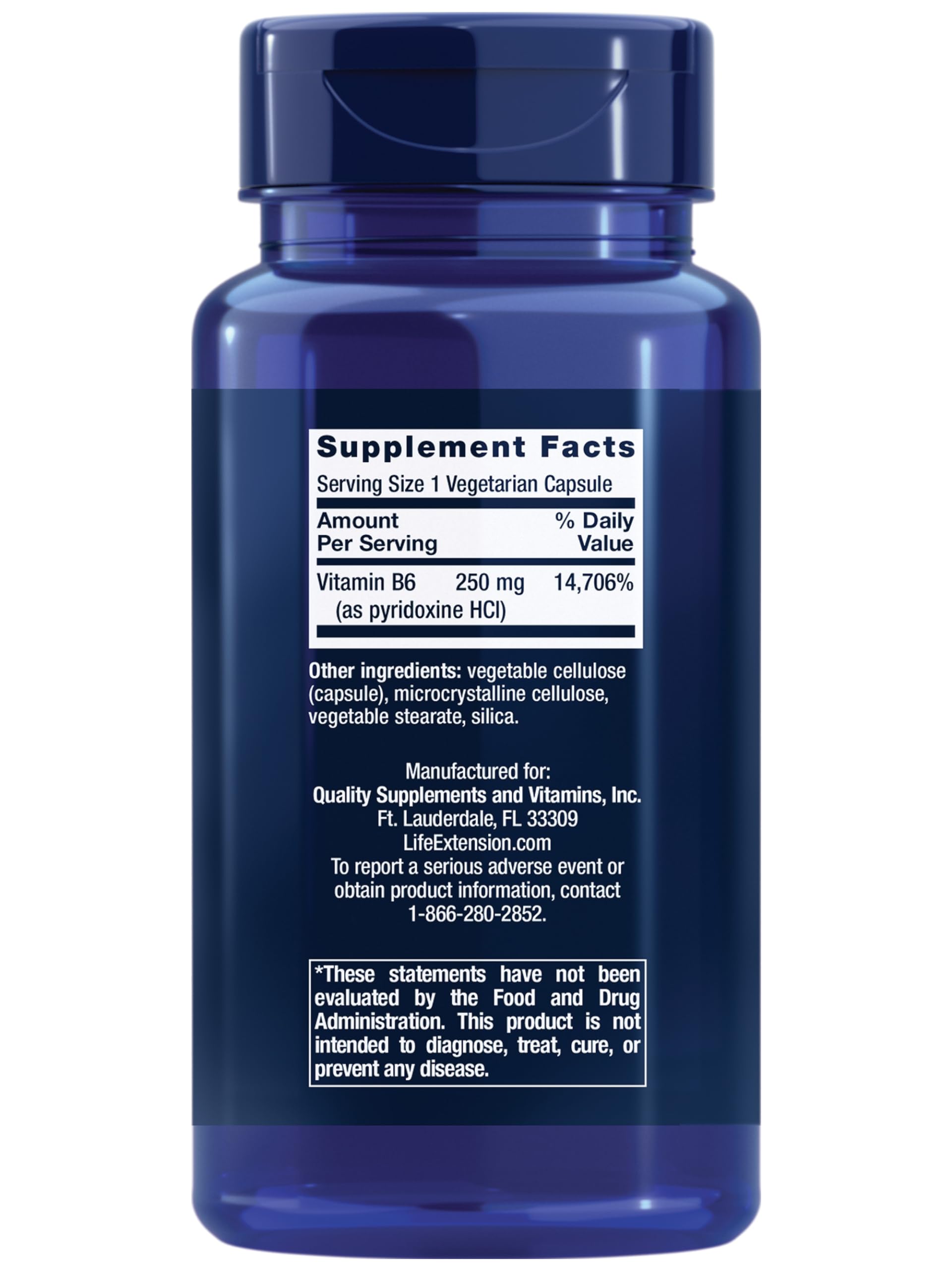 Foto 3 pulgar | Venta Internacional- Suplemento de Vitamina B6 Life Extension 250 mg