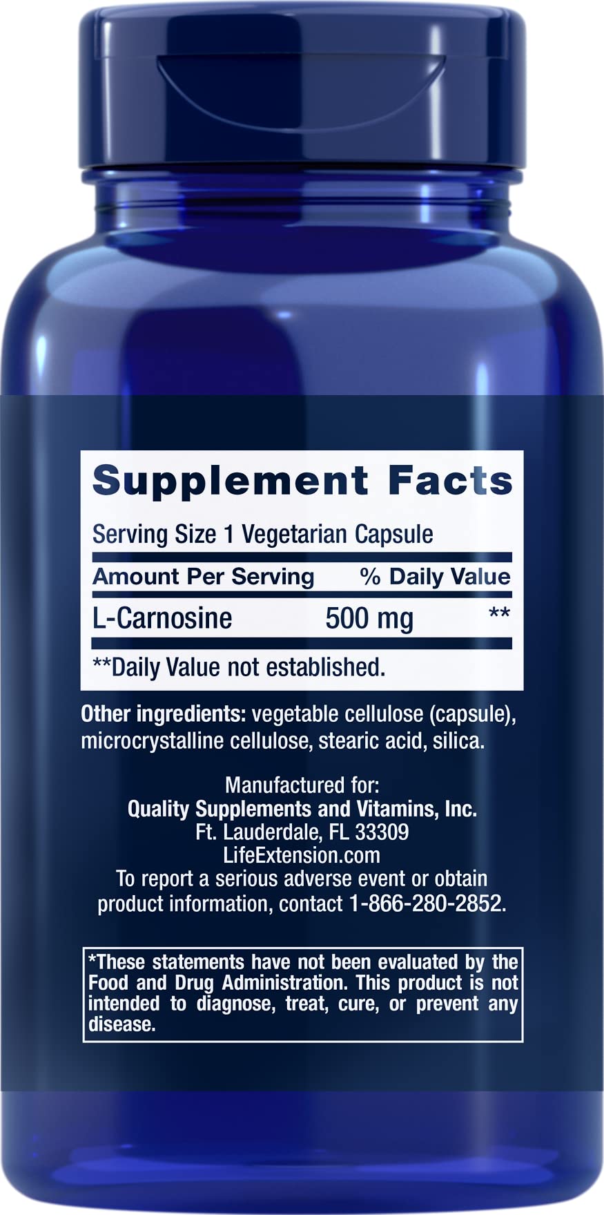 Foto 2 pulgar | Suplemento Life Extension Carnosine 500 Mg Para Combatir El  - Venta Internacional.