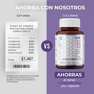 Foto 6 | Suplemento Multivitamínico Complejo B Lifeed5 120 Cápsulas