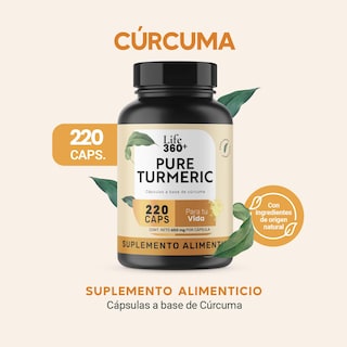 Foto 2 | Suplemento Raíz de Cúrcuma Pura 1000mg Life 360+ 220 Cápsulas