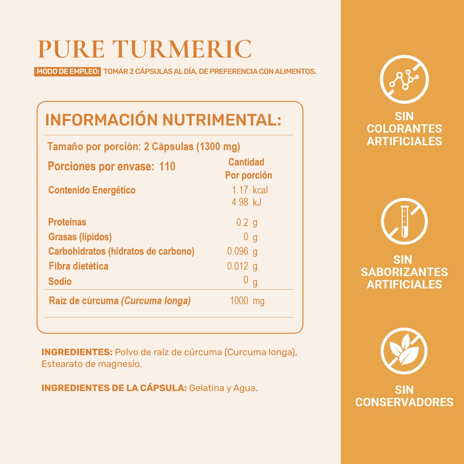 Foto 4 pulgar | Suplemento Raíz de Cúrcuma Pura 1000mg Life 360+ 220 Cápsulas