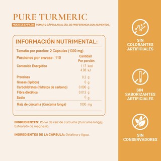 Foto 3 | Suplemento Raíz de Cúrcuma Pura 1000mg Life 360+ 220 Cápsulas