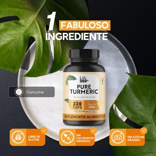Foto 4 | Suplemento Raíz de Cúrcuma Pura 1000mg Life 360+ 220 Cápsulas