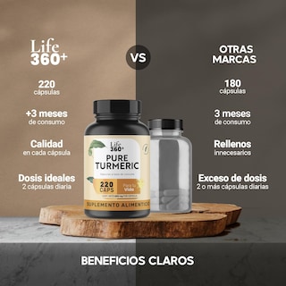 Foto 6 | Suplemento Raíz de Cúrcuma Pura 1000mg Life 360+ 220 Cápsulas
