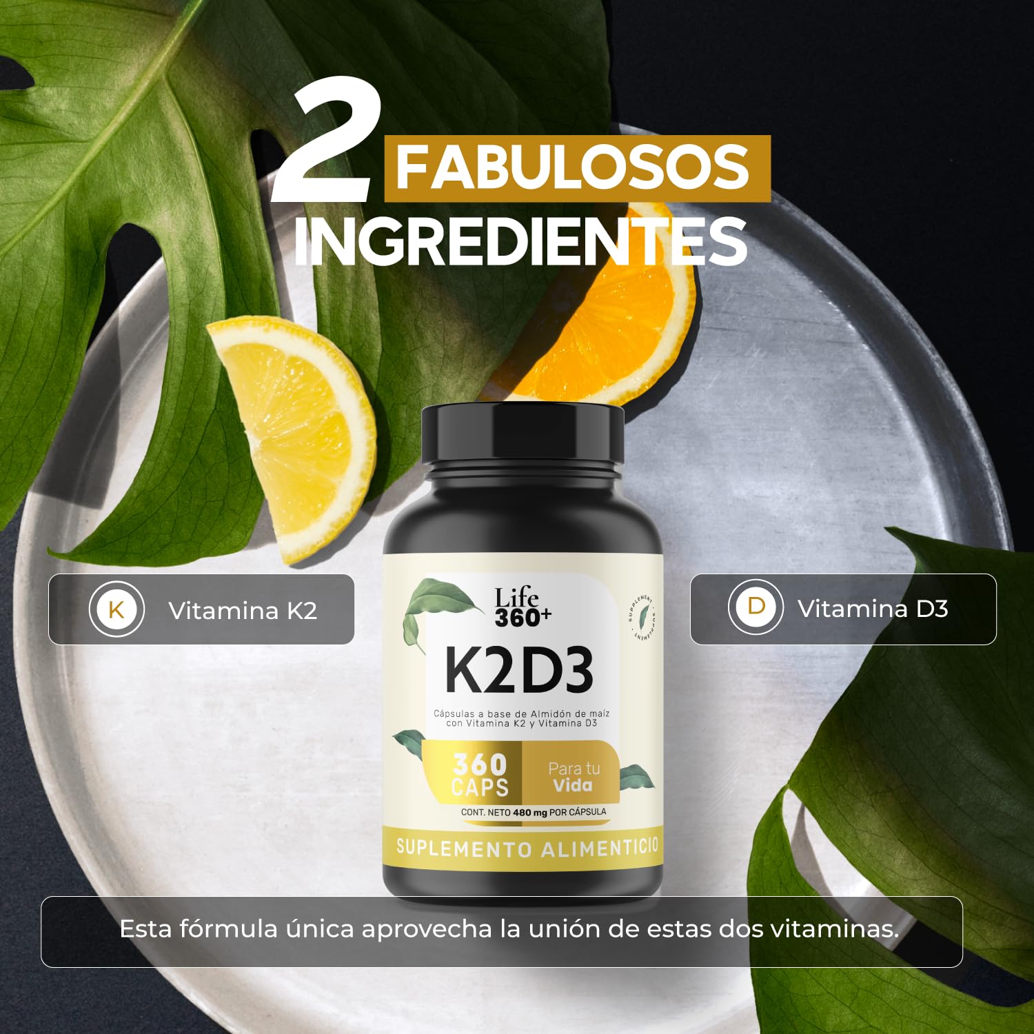 Foto 5 pulgar | Suplemento Multivitamínico K2 y D3 Life 360+ 360 Cápsulas