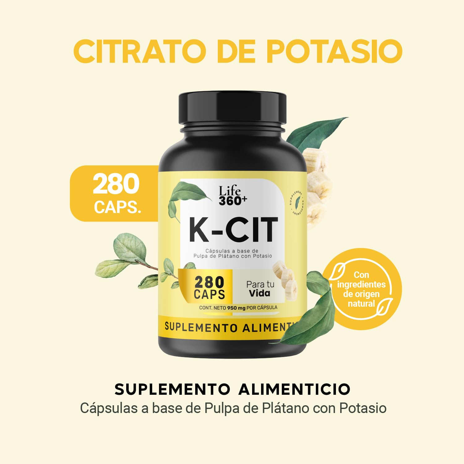 Foto 3 pulgar | Suplemento Alimenticio Citrato de Potasio Life 360+ 280 Cápsulas