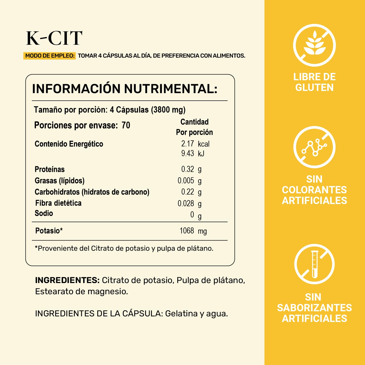 Foto 5 pulgar | Suplemento Alimenticio Citrato de Potasio Life 360+ 280 Cápsulas