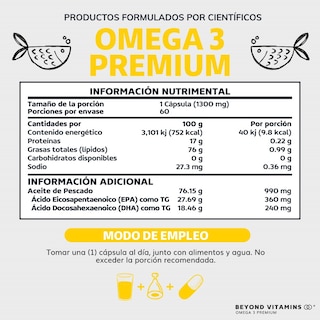 Foto 4 | Suplemento Alimenticio Beyond Vitamins Omega 3 Aceite de Pescado 60 Cápsulas