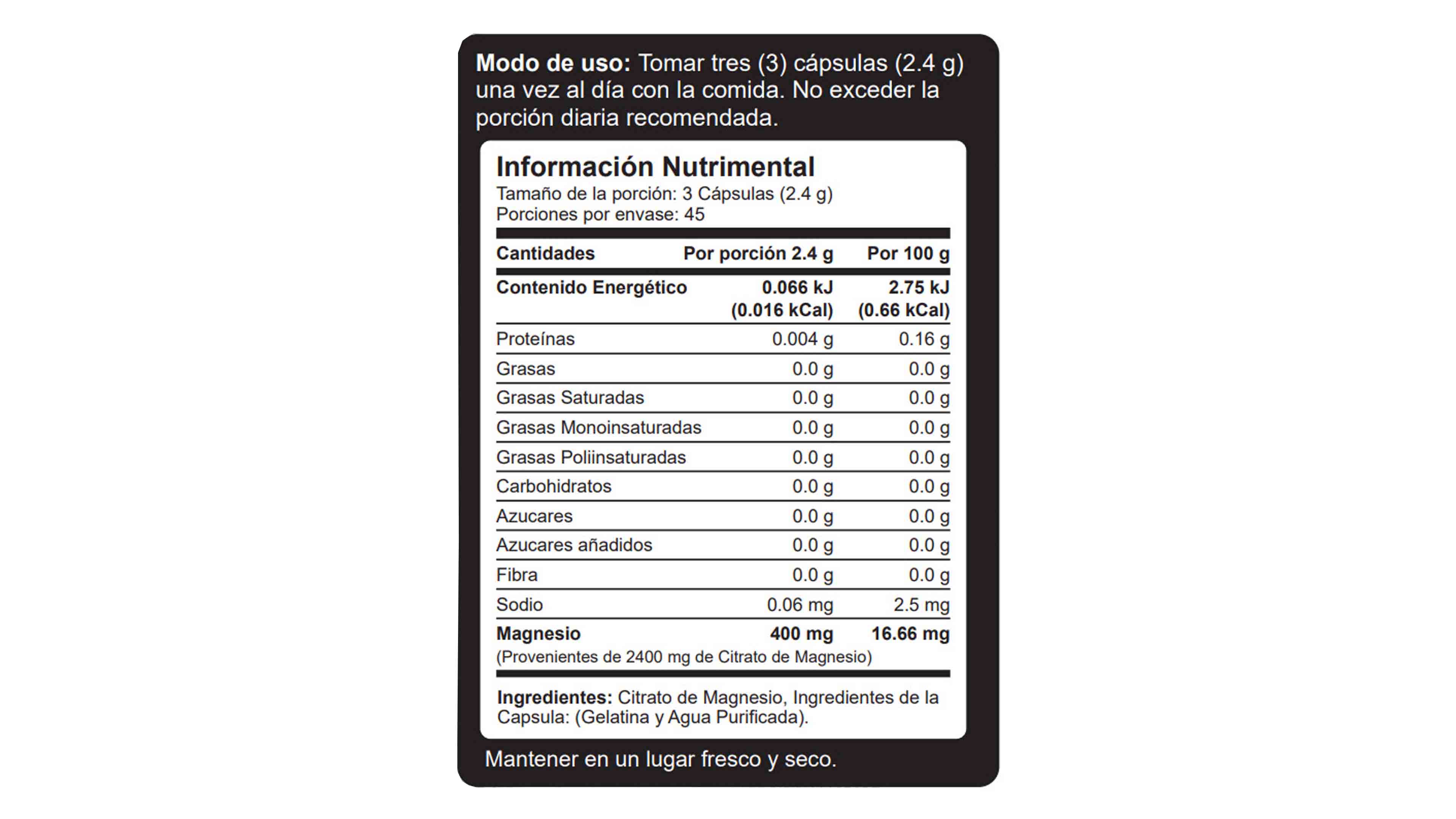 Foto 3 pulgar | Citrato De Magnesio 2400mg Vnat 135 Capsulas Magnesium Citrate
