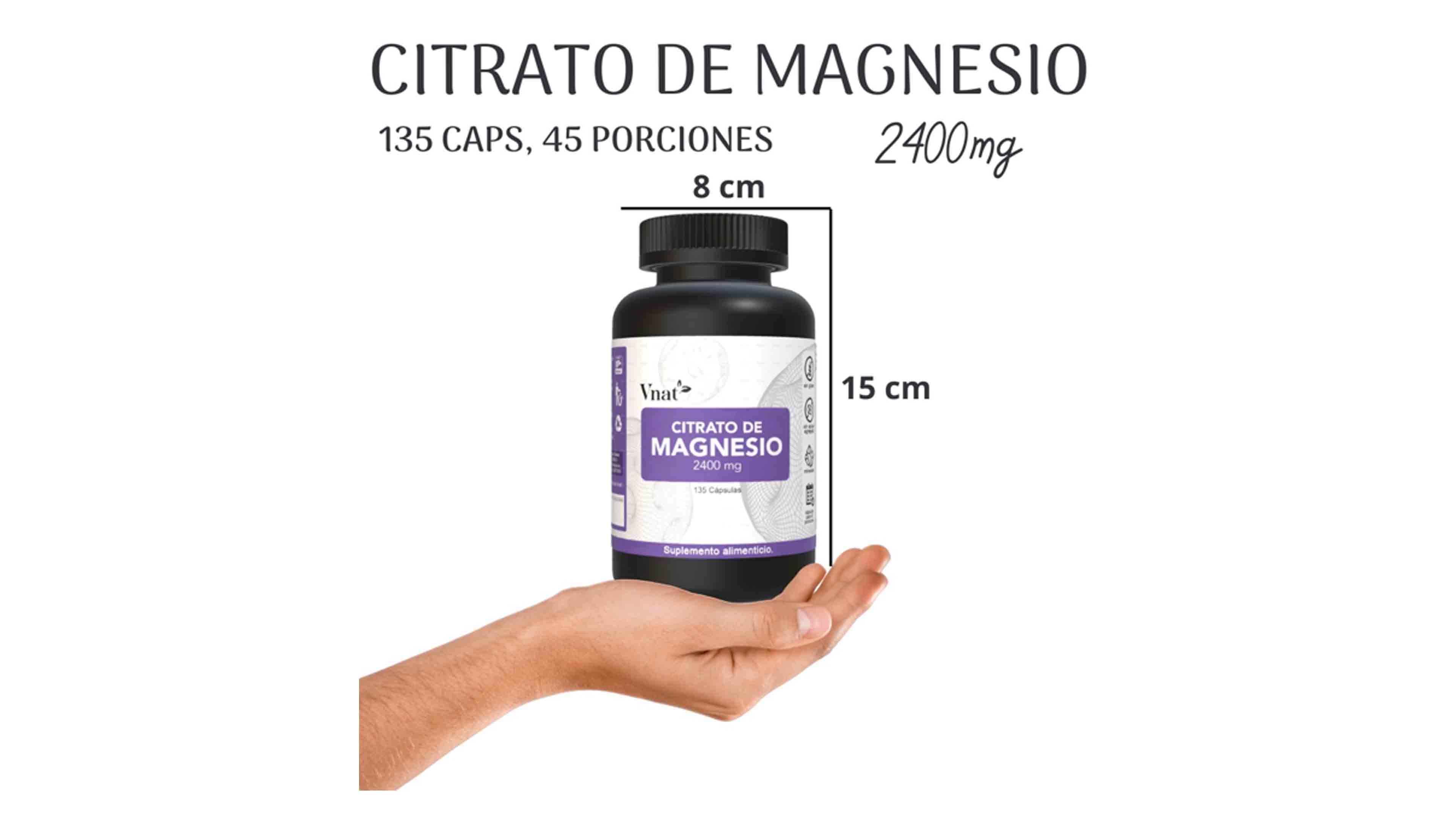 Foto 4 pulgar | Citrato De Magnesio 2400mg Vnat 135 Capsulas Magnesium Citrate
