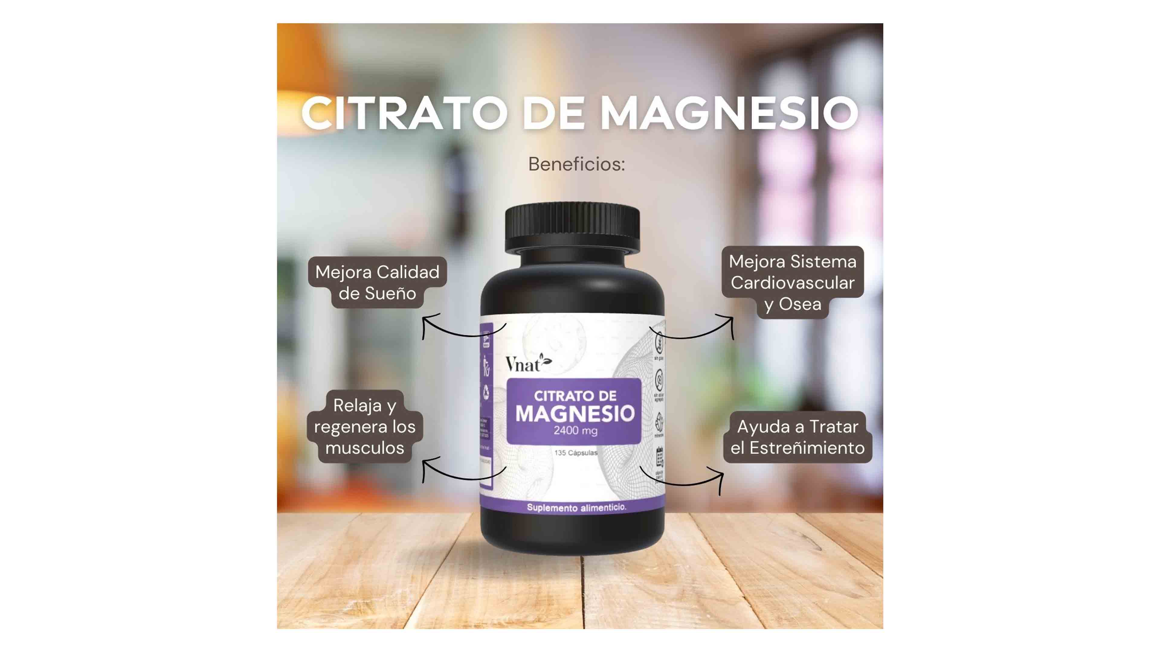 Foto 5 pulgar | Citrato De Magnesio 2400mg Vnat 135 Capsulas Magnesium Citrate