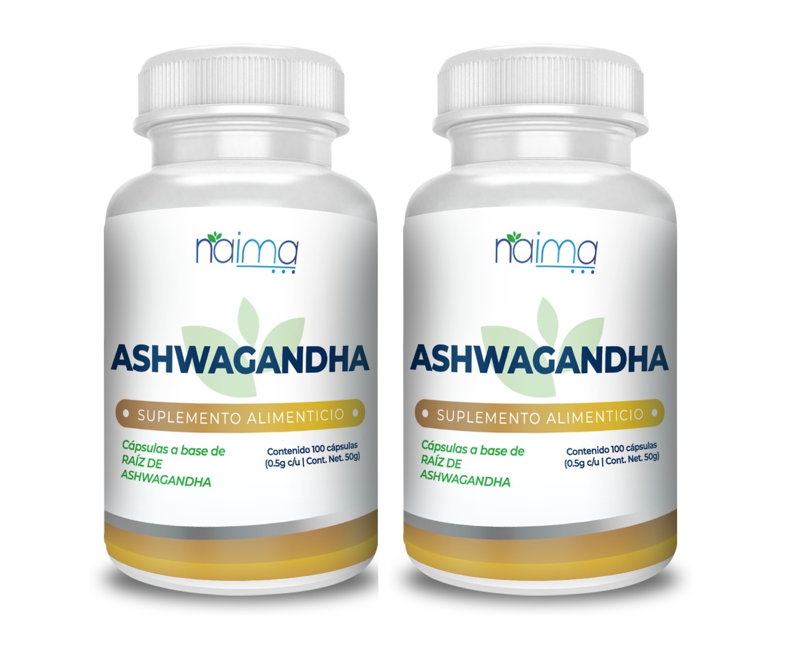 Suplemento Alimenticio Ashwagandha 2 Frascos con 100 Cápsulas C/U de 500 mg