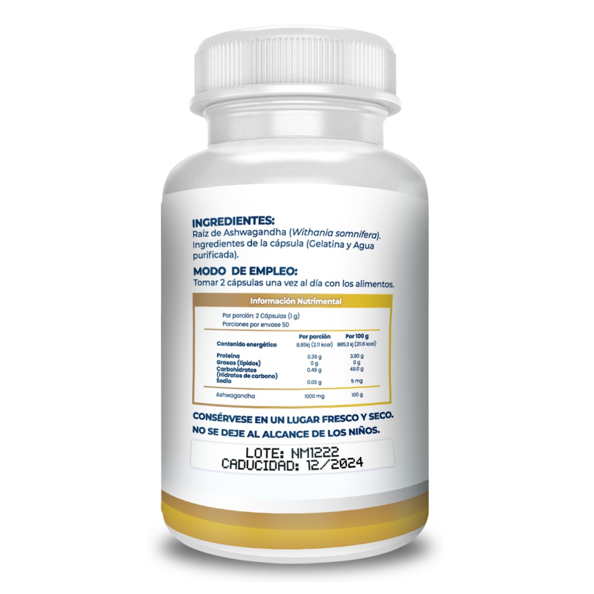 Foto 3 pulgar | Suplemento Alimenticio Ashwagandha 2 Frascos con 100 Cápsulas C/U de 500 mg