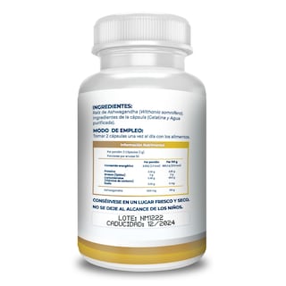Foto 2 | Suplemento Alimenticio Ashwagandha 2 Frascos con 100 Cápsulas C/U de 500 mg