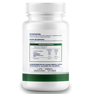 Foto 2 | Alga Espirulina Orgánica 500 Mg 100 Cápsulas C/u Ingredientes Naturales Superfood