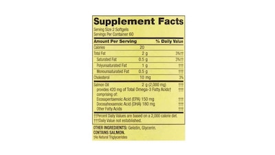 Foto 2 | Aceite Salmon 1000mg Spring Valley 120 Softgels + Epa + Dha + Omega 3 Salmon Oil