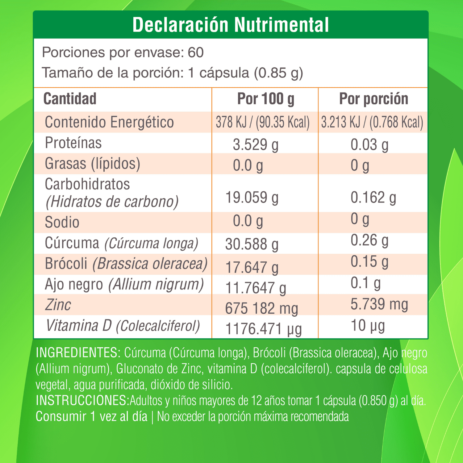 Foto 8 pulgar | Cúrcuma Orgánica Ajo Negro Zinc y Vitamina D3 60 Cápsulas Veganas