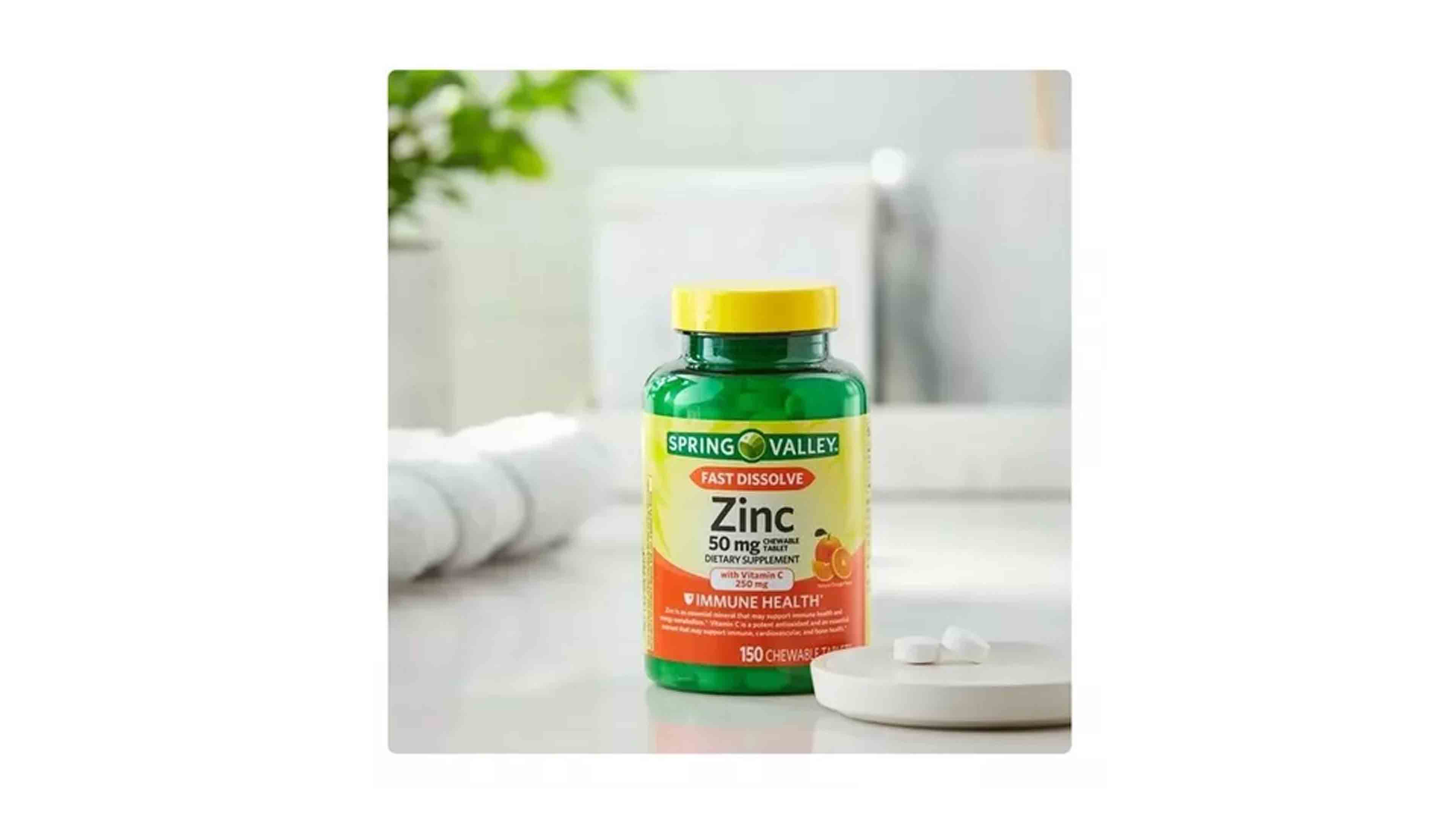 Foto 4 pulgar | Zinc 50mg Spring Valley 150 Tabletas Masticables Sabor Naranja