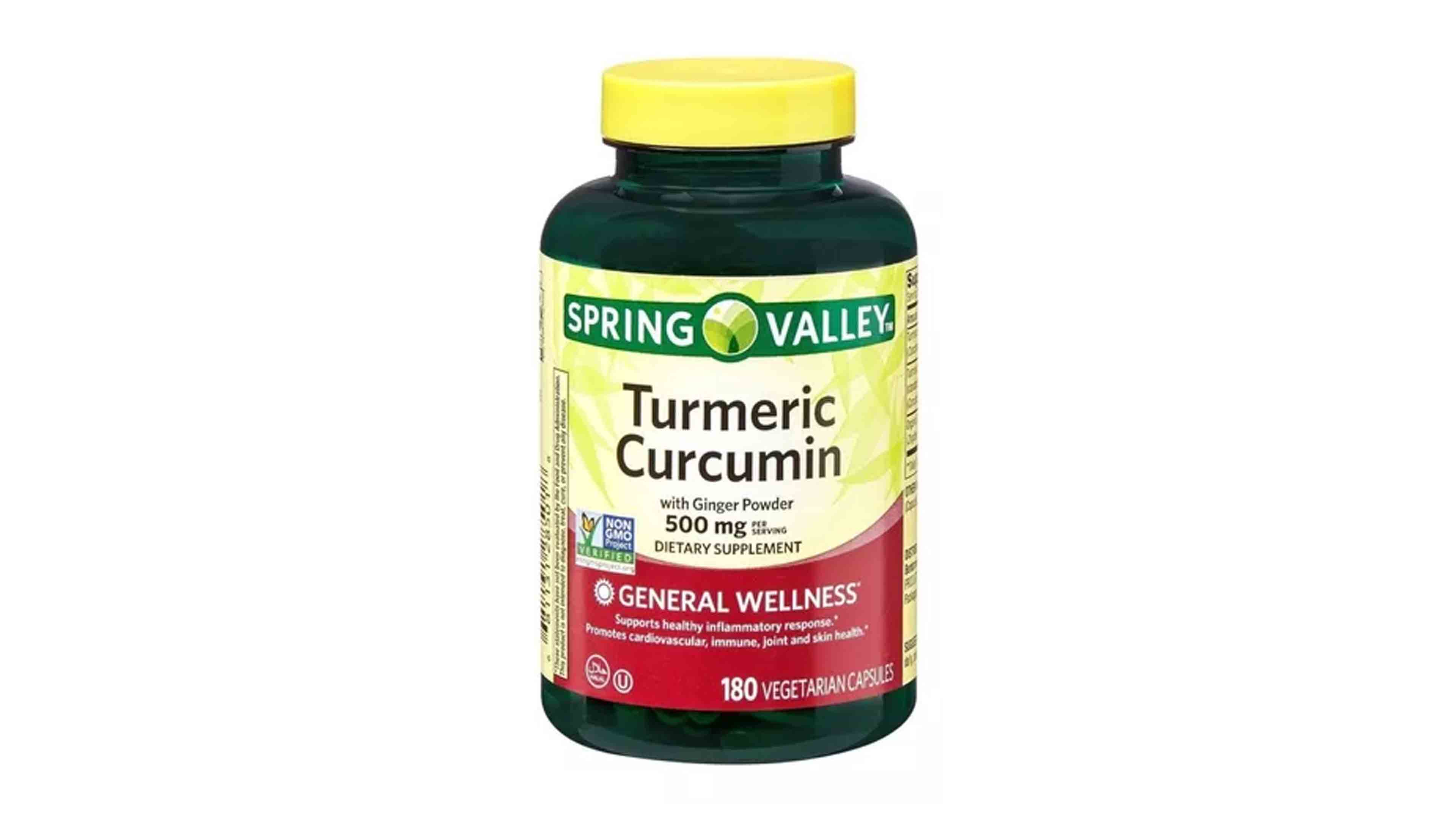 Turmeric Curcumin Spring Valley Cúrcuma + Jengibre 180 Cápsulas 500 mg