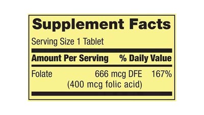 Foto 2 | Ácido Fólico 400 mcg + Folate 666 mcg Spring Valley 250 Tabletas