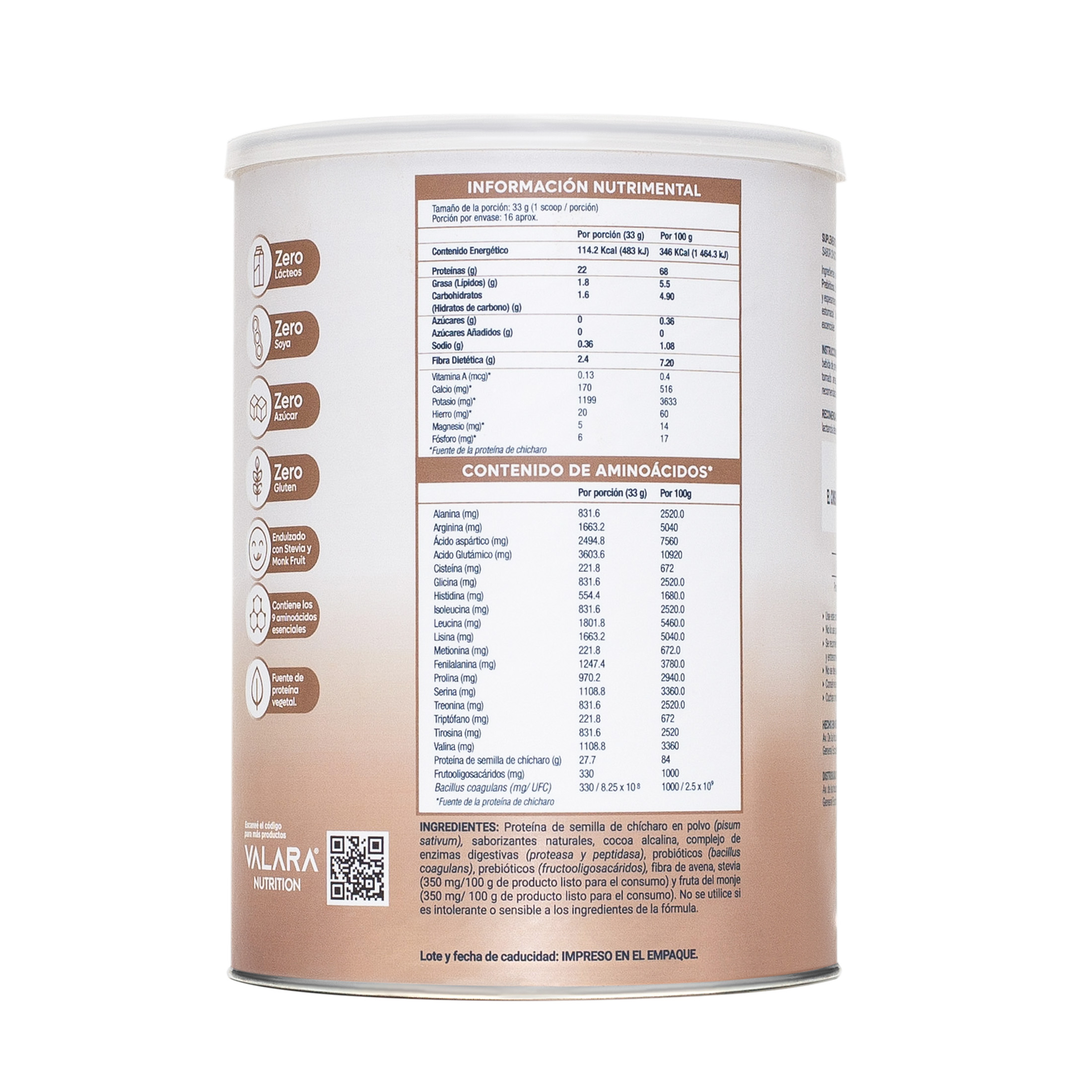 Foto 4 pulgar | Proteína Vegana Valara Sabor Choco Avellana Sin Azúcar 528 G