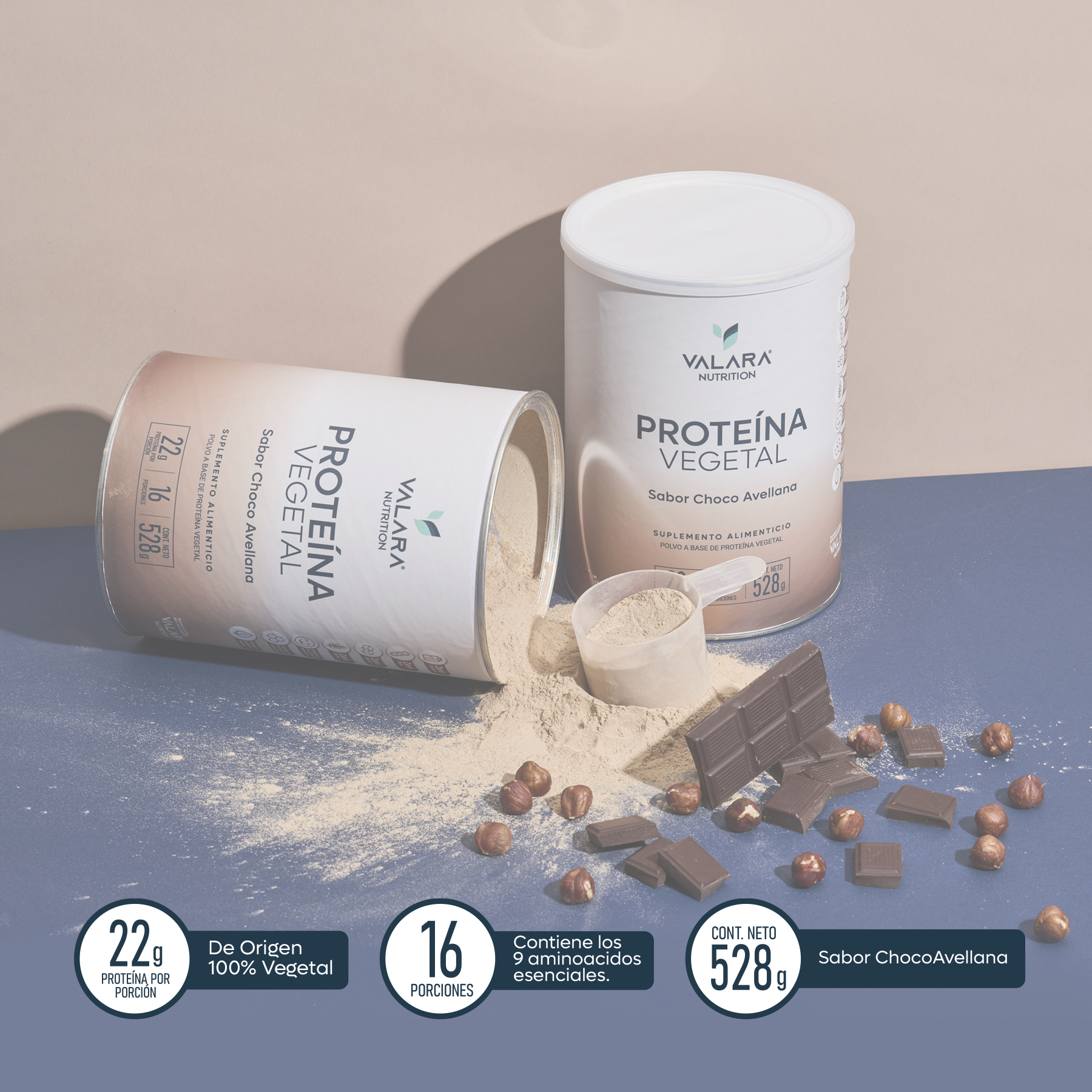 Foto 6 pulgar | Proteína Vegana Valara Sabor Choco Avellana Sin Azúcar 528 G