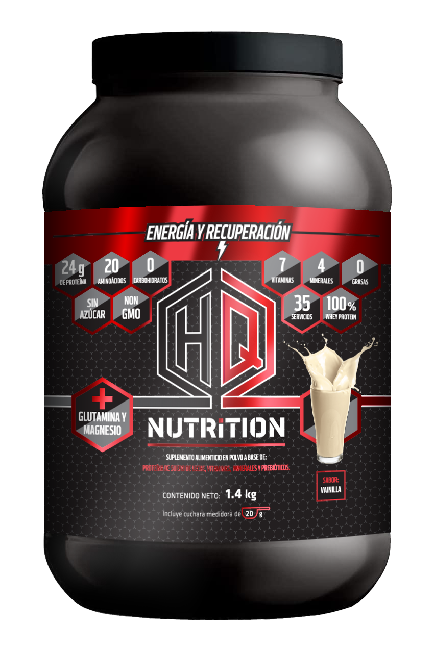 Proteina De Suero De Leche Hq Nutrition| Whey En Polvo Bote De 1400gr |sabor Vainilla |suplemento Alimenticio