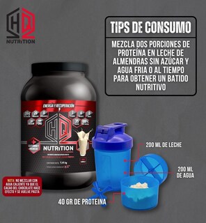 Foto 5 | Proteina De Suero De Leche Hq Nutrition| Whey En Polvo Bote De 1400gr |sabor Vainilla |suplemento Alimenticio