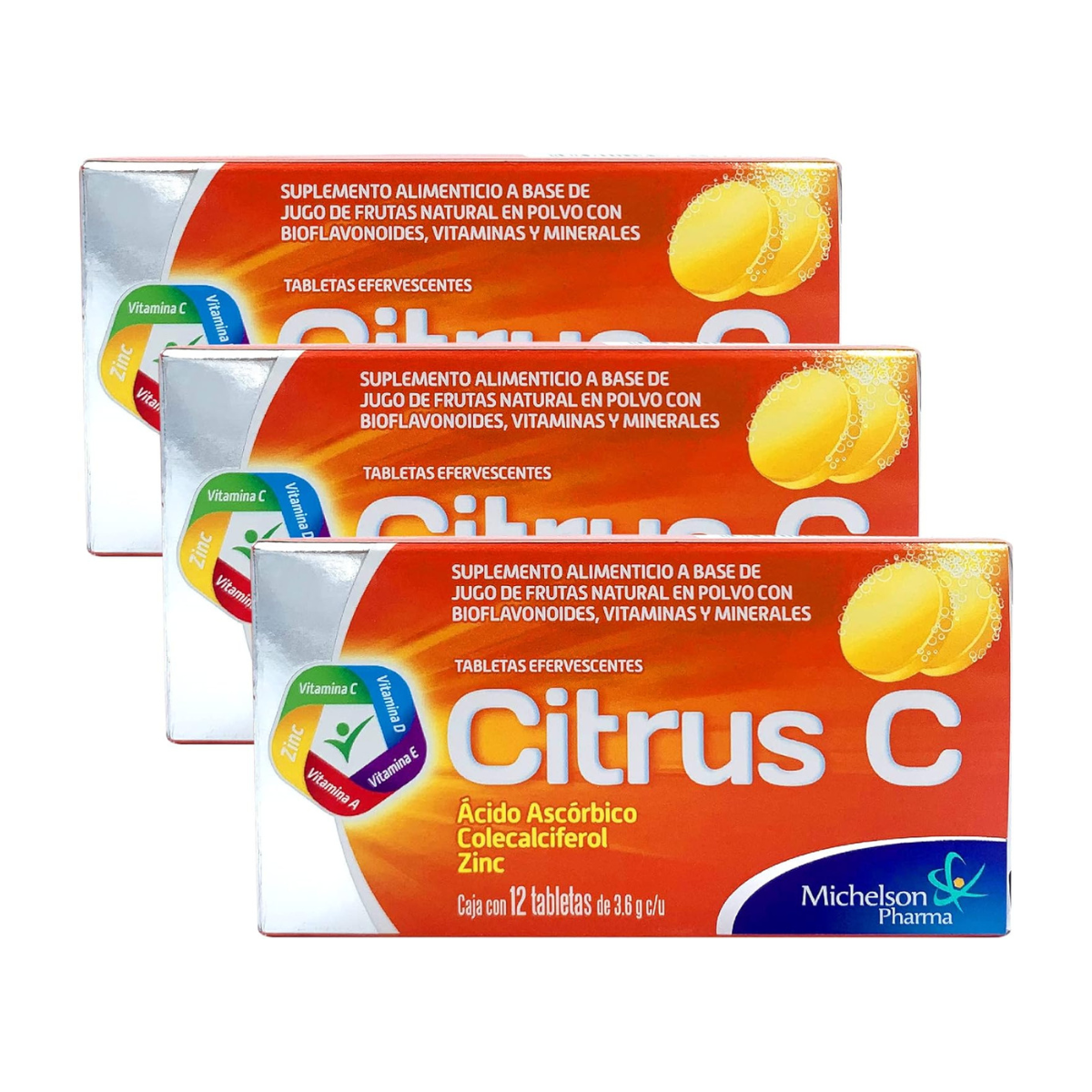 Foto 2 pulgar | Citrus C - 12 Tabletas Efervescentes Michelson Pharma Sabor Frutas