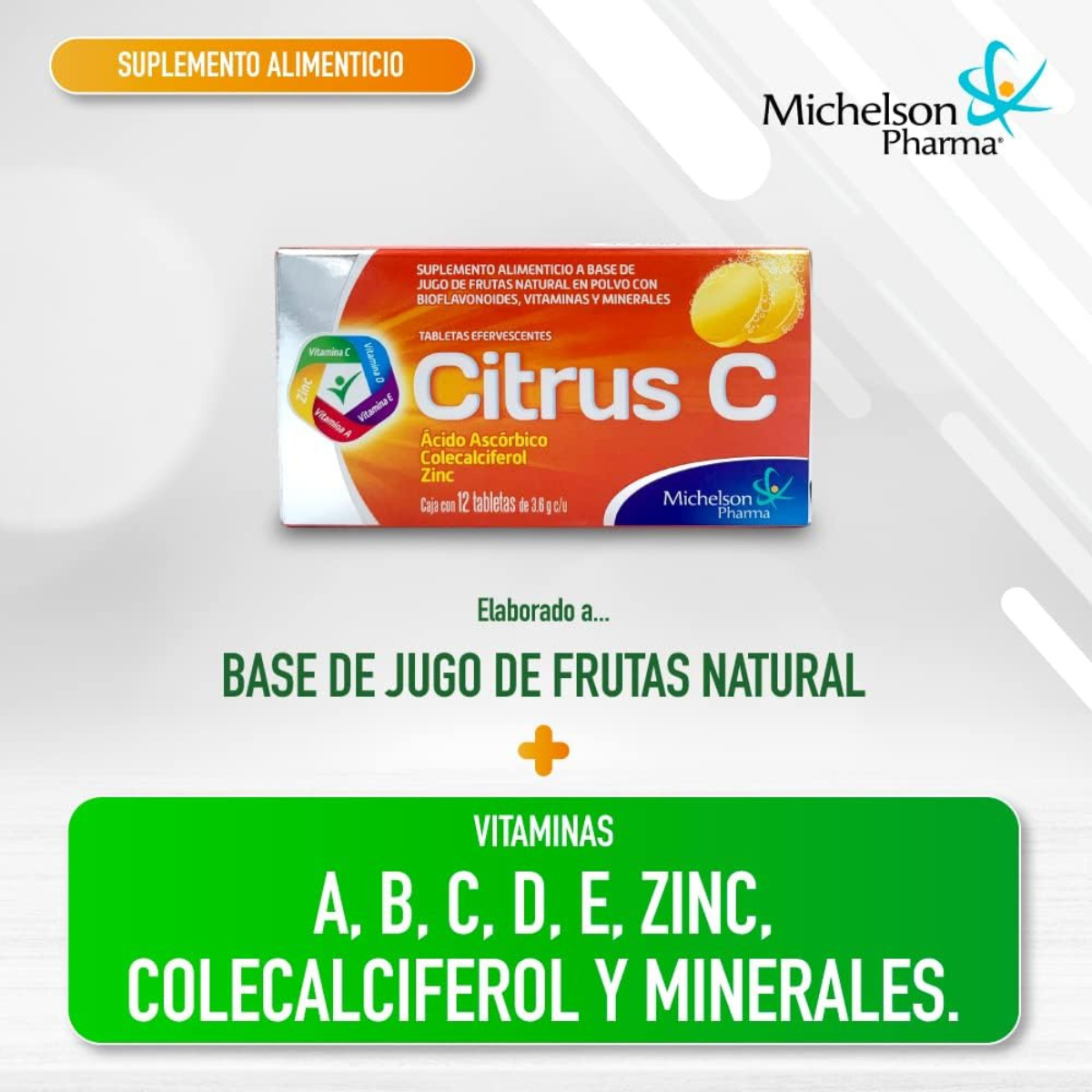 Foto 4 pulgar | Citrus C - 12 Tabletas Efervescentes Michelson Pharma Sabor Frutas