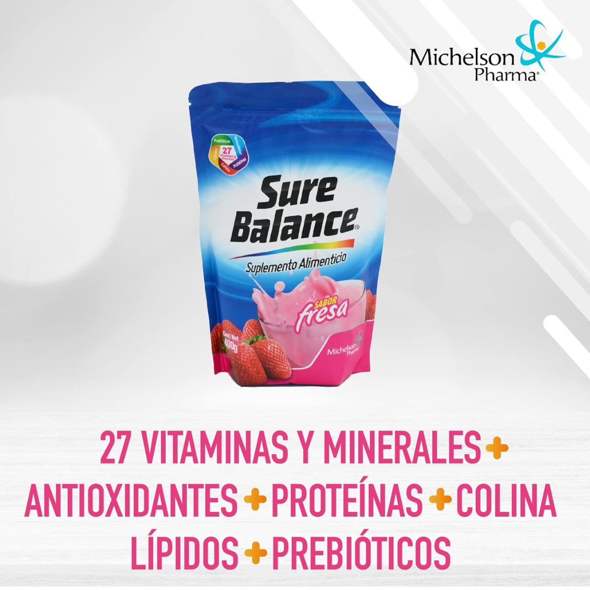 Foto 4 pulgar | Suplemento Alimenticio en Polvo Sure Balance Michelson Pharma Fresa