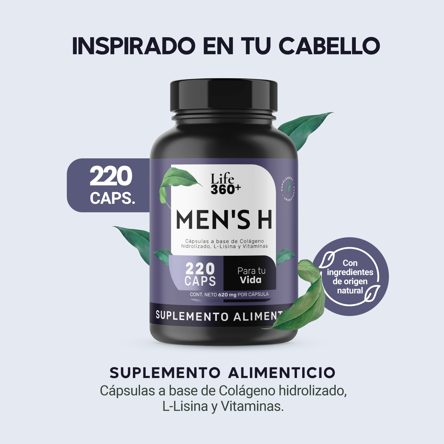 Foto 2 | Suplemento para el Crecimiento del Cabello Men's H Life 360+ 220 Capsulas