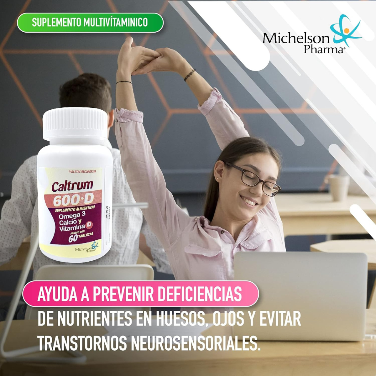 Foto 5 pulgar | Caltrum 600 + D Michelson Pharma con  Omega 3 Calcio y Vitamina D